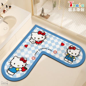 Thảm Phòng Tắm Kitty Cat Dày Thấm Hút L-shaped Chống Trượt Chống Thấm Nước Thảm Sàn Nhà Chống Mài Mòn Thảm Chân