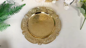 Ins Retro Metal Plate Glossy Plate Decoration Cosmetic Storage Decorative Tray Dessert Table Snack Plate