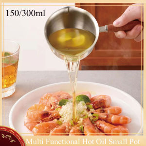 【Homior】150/300ML Multi Functional Hot Oil Small Pot Household 304 Stainless Steel Oil Splash Pot Kitchen Mini Heating Milk Tool