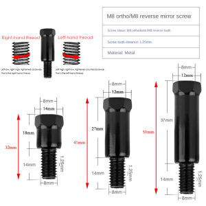 Extended M8 8mm Motorcycle Mirror Screw Metal Thread Adapter Screw with Right-Hand/Left-Hand Thread Available in 3 Sizes