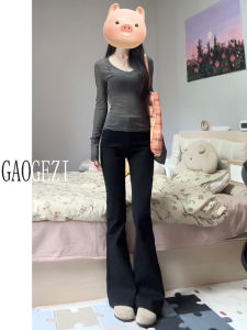 Extended High Waist Black Bell Bottom Jeans for Women Spring Autumn New Style Slimming Horse Hoof Pants 175 Tall Size