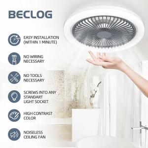 MEIANVU COD Ceiling Fans with Lights 2 in 1 multi-function LED fan light with remote control LED Ceiling Fan Light Bulbs for Garage Closet Laundry Room 35W White Bright Fan Light E27 Socket Enclosed Ceiling Fan Lighting