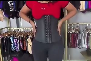 original ig 25 steel Boned Black Latex Waist Trainer Postpartum recovery Slimming Latex Corset Chest support Body Shaper Slimming For Women Expandable expander Waist trainer Tummy Trimmer Weight Loss Waist Trainer Body Shaper Abdominal Sauna (XS-3XL)