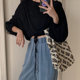 Loose Fit Long Sleeve Drawstring Jazz Style Womens T-shirt Belly Button Baring Dancing Clothes Sweet Spicy Girl Top Autumn