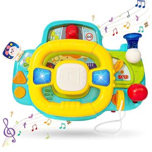 Childrens multi-functional steering wheel toys simulate driving a car Early education Lights Music for boys and girls over 18 months Baby Interactive learning toys Car seat Driving toys for infant preschoolers
