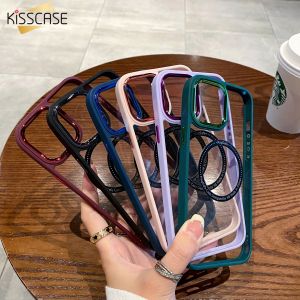 KISSCASE High Transparent Electroplated Acrylic Magsafe Case For iPhone 14 Pro Max 14 Plus 13 12 11 Wireless Phone Back Cover Case