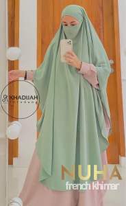 Jilbab Syari French Khimar bahan Crinkle Airflow Nonpad Nuha Daily By Khadijah