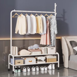 ORDNEVO Coat Hanger With Wheels Coat Rack Home Bedroom Metal Drying Rack Clothes Storage Rack adjustable