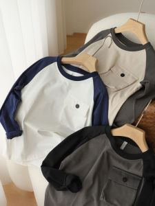 170cm Large Childrens Pure Cotton Long Sleeve Base Shirt Student Top for Boys And Girls Spring Autumn Casual Straight Cut T-Shirt