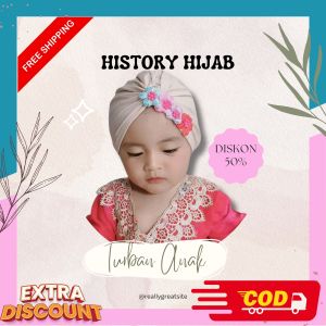 Turban Anak Jersey Airis Terbaru Import Untuk Anak 2 Bulan - 2 Tahun Motif Bunga Polos Renda
