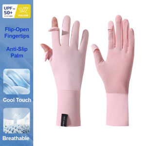 Women Sun Protection Gloves Cycling Ice Silk Cooling Breathable Summer Touchscreen Flip-Top Anti-Slip Long Gloves for Driving