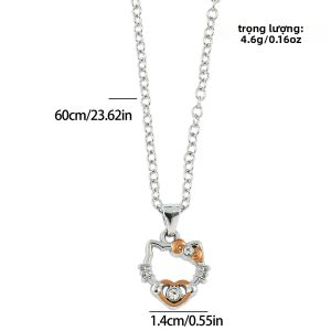 Bandai | Vòng Cổ Hoạt Hình Hello Kitty Anime Rỗng Ruột Mặt Dây Chuyền Mèo KT Phụ Kiện Thời Trang Dành Cho Bé Gái Món Quà Dễ Thương Cho Bạn Bè Dự Tiệc