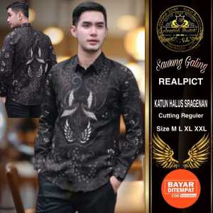 kemeja Pria Modern Batik SAWUNG GALING / baju kasual pria lengan panjang bahan katun lapis furing