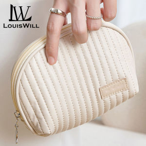 LouisWill Cosmetic Bag Case Portable Travel Toiletry Bags PU Leather Makeup Pouch Handbag Organizer Large Capacity Cosmetic Bag with Lanyard for Traveling Business Trip Home Tidy