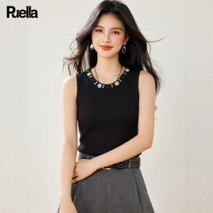 puella | Sleeveless Vest-style Knit Top with Beads