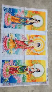 THÊU SẴN Tranh thêu chữ thập thành phẩm tam thế phật MN0295 150x90cm THÊU KÍN