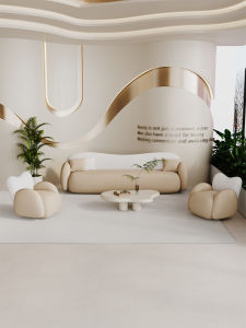 French Creamy Style Reception Area Designer Sofa No Wash Required