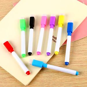 【SG】50 Pcs White Board Marker Pens Pen Dry Eraser Easy Wipe Whiteboard With Eraser for School Kids Office Supplies