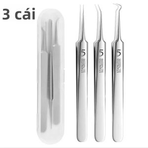 Bộ Kim Loại Thép Không Gỉ Siêu Sắc Bén Loại Bỏ Mụn Dụng Cụ Nặn Mụn Đầu Đen Chuyên Dụng Cho Spa Kèm Nhíp