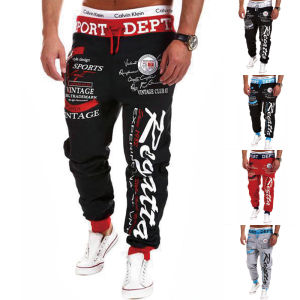 Mens Sweatpants Joggers Trousers Elastic Waist Letter Graphic Prints Sports Outdoor Daily Wear Casual Hip Hop Gray-blue Black