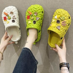 Cute DIY Durian Head Hole Hole Shoes Womens Summer Fashion Two-Way Wear Anti-Slip Thick Bottom Slip-On Sandals Breathable