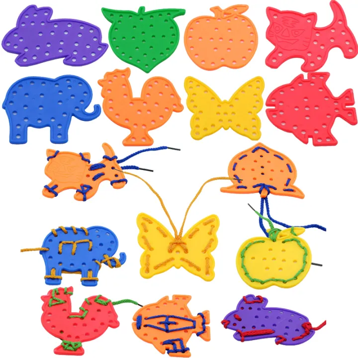 Montessori Lacing Boards เด็กเด็กทารกเด็กวัยหัดเดิน Fine Motor Skill ...