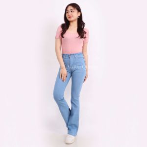 Highwaist Cutbray Jeans Polos Wanita Cutbray Stretch Korean Style Premium
