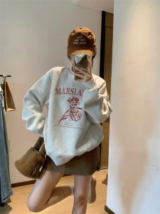 Pure Cotton Oversize Long Sleeve Hoodie Womens Fashionable Loose Fit Comfortable Sweatshirt Korean Style round Neck Top