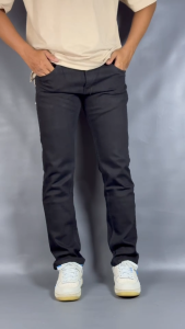 YSNGHT - Celana panjang Jeans Denim Slimfit Pria Simple Hitam Pekat Polos