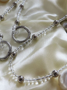 DIY กระเป๋าปรับแต่งด้วยคริสตัล สายโซ่ยาวแบบสะพายข้าง สายรัดแบบยาว สีเงิน อุปกรณ์ตกแต่งกระเป๋า อุปกรณ์เสริมโทรศัพท์มือถือ