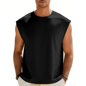2026 Summer Men Pure Color Round Neck Sleeveless Tank Top Loose Fit Quick Dry Breathable Running Vest Workout Sports Undershirt