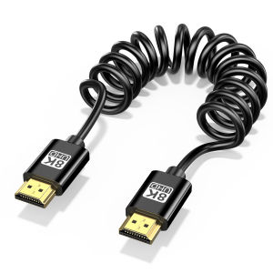 HDMI 2.1 Spring Coiled Cable 8K60Hz Soft Slim Retractable Cord for TV Camera Monitor