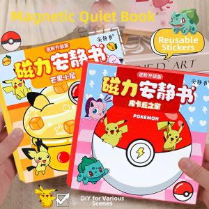 Quiet Book Pikachu Magnetic Girl Pet Pokemon Magnet Iron Toy Stickers Dress-Up Decals Educational Toys for Children