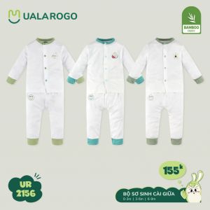 Bộ dài tay cho bé sơ sinh Ualarogo 0-9 tháng vải Sợi tre Bamboo mềm mại co giãn cúc giữa 2156