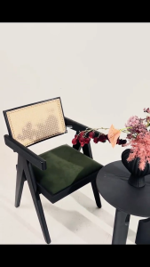 Nordic Solid Rattan Chairs Solid Wood Dining Chairs for Hotel and Homestay Leisure