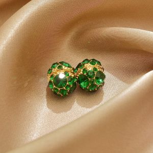 Hoa Tai Kẹp Đá Pha Lê Xanh Sang Trọng Không Cần Đục Lỗ Từ Từ Tính Mạnh Phụ Kiện Thời Trang Cho Nữ Trang Sức Hợp Kim