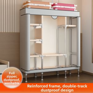 Durable Oxford Fabric Zippered Double Wardrobe Multi Layers