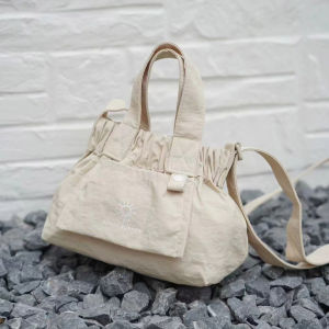 Mini Foldable Nylon Crossbody Bag Summer Special Edition Color Block Shoulder Tote Waterproof Canvas Shopping Bag for Daily Use