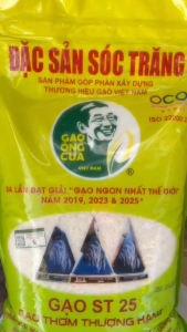 Gạo ST25 THƯỢNG HẠNG Ông Cua -Túi 5Kg- Dẻo Mềm - Có Mã Check QR - NSX Mới Nhất