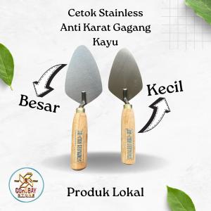 Cetok Stainless Steel Anti Karat Gagang Kayu Sendok Semen Alat Tukang