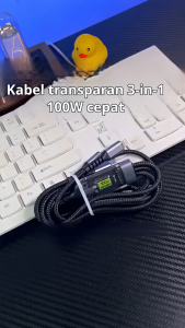 Super Fast Charging 100W Kabel Data usb 3IN1 Lightning Micro with Digital Display
