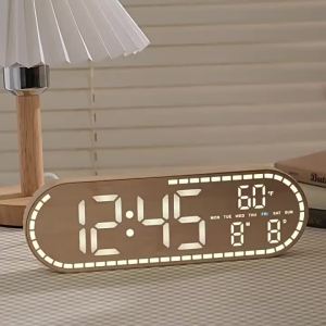 USB Powered Digital Wall Clock TEMP Week Date Display Dual Alarm 4 Levels Brightness Timer Snooze Table Clock 12/24H LED Clock