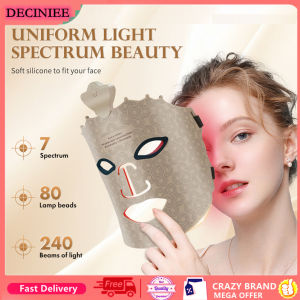 DECINIEE 7 Colors LED Face Mask Silicone Gel Red Light Therapy Photon Mask for Oil Control Whitening Brighten Skin Rejuvenation Anti Wrinkle Acne Pore Full Face 240 Lamp Beads