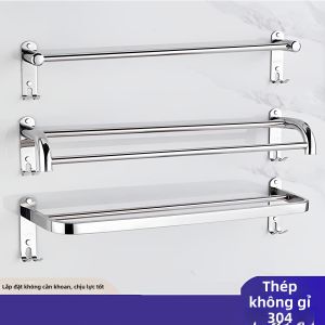 Stainless Steel Bathroom Towel Bar No-drilling Thickened Single/Double