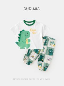 Lightweight Short Sleeve Cartoon Print Pants Set for Babies And Toddlers Summer Collection Doudou Home Korean Style Tshirt