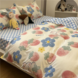 Ins Four-Piece Set Summer Bed Sheets Quilt Cover Student Dormitory Single Non-Cotton Three-Piece 100% Cotton Set Bedding 4