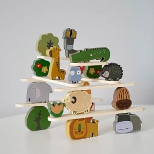 Wooden Animal Building Blocks Children Montessori Educational Toys for Fine Motor Skill Training Balance Blocks Game