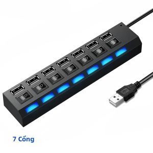 Bộ Chuyển Đổi USB Hub 2.0/3.0 7 Cổng Tốc Độ Cao Bộ Chuyển Đổi Đa Chức Năng Bộ Chia USB Di Động 3 Trong 1 Công Tắc Bật/tắt Cho Máy Tính Xách Tay