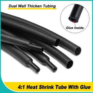 Black Heat Shrink Tube with Glue  Dual Wall Thicken Tubing Shrinkable Cable Protector Sleeve  Organizador De Cables