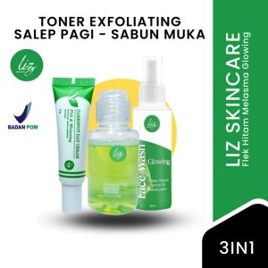 Elzet Skincare BPOM Toner Exfoliating Sabun Salep Malam Whitening Pemutih Kulit Wajah Kusam Glowing Penghilang Dark Spot Melasma Flek Noda Hitam Membandel